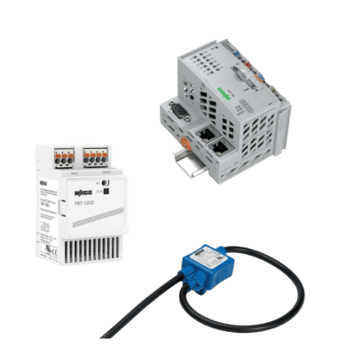Sistema de Medición y Control de Potencia / 3 Fases 690 VAC / Controlador PFC200 / Fuente Conmutada 24VDC / Módulo Conmutador 16A / Terminales Fusibles / Rail DIN 35x7.5 mm — WAGO · SKU 60612446