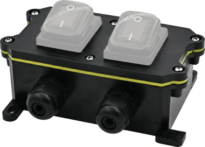 Caja de Plástico ABS/PA66 para Interruptores AccessPRO /  Compatible con los Interruptores APB-0 Series / IP65 / 4 Puertos de Conexión — ACCESSPRO · SKU AP-BOXWB2-4T