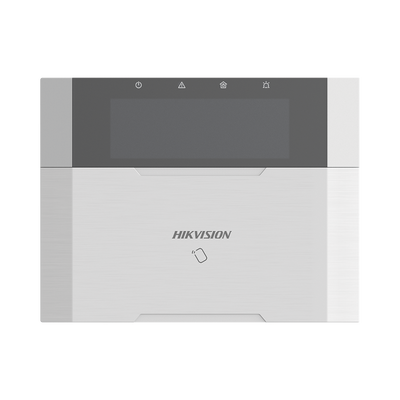 (AX HYBRID PRO) Teclado Compatible con el Panel Hybrid Pro Hikvision DS-PHA64-LP y DS-PHA64-LP(B) / Pantalla LCD / 2 zonas cableadas / 1 salida de alarma / 64 Llaveros — HIKVISION · SKU DS-PK1-LRT-HWB