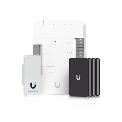 UniFi Access Kit de Inicio Gen 2, Incluye Hub para conexiones, lector NFC y movimiento / 10 tarjetas de acceso / sistema completo para abrir una puerta — UBIQUITI · SKU UA-G2-SK