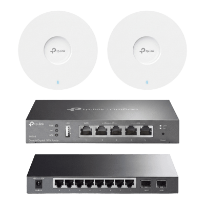 Kit de Iniciación en redes OMADA / 1 Router / 1 Switch TL-SG2210P / 2 Punto de Acceso EAP613 — TP-LINK · SKU KIT-M1-OMADA