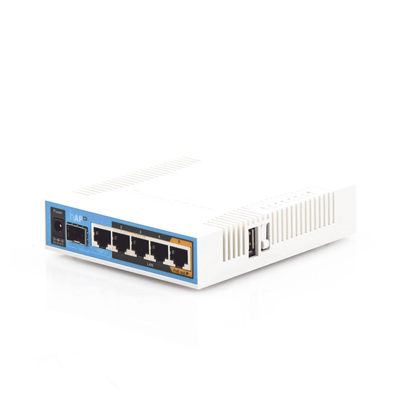  (hAP ac) 5 Puertos Gigabit Ethernet, 1 Puerto SFP, 1 USB, WiFi Doble Banda 3x3 802.11ac, hasta 1W de potencia — MIKROTIK · SKU RB962UIGS-5HACT2HNT