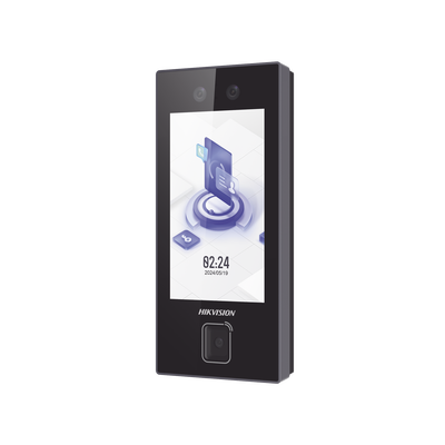 Terminal Facial Min Moe con LECTOR DE QRs FISICO Ultra Rápido  y Tarjetas MIFARE / 3000 Rostros / Pantalla 4.5" / Administrable en la Nube con HikConnect Teams  / Exterior IP65  / PoE / WiFi / HIK-IA / SIP Estandar — HIKVISION · SKU DS-K1T344MBWX-QRE1