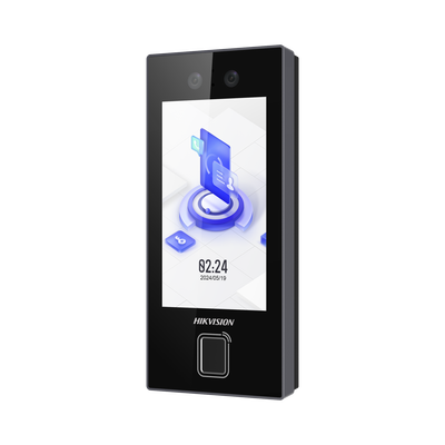 Terminal Facial Min Moe con LECTOR DE HUELLAS y Tarjetas MIFARE / 3000 Rostros / 3000 Huellas / Pantalla 4.5" / Administrable en la Nube con Hik-Connect Teams  / Exterior IP65  / PoE / WiFi / HIK-IA / SIP Estandar — HIKVISION · SKU DS-K1T344MBFWX-E1