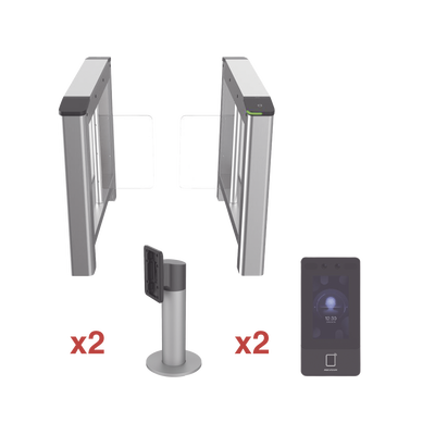 Kit de Torniquete con Terminales Faciales incluidas / Montajes Incluidos /  Izquierdo y Derecho / Carril de 90 cms / 3,000,000 MCBF / 4 Pares de IR — HIKVISION · SKU DS-K3B220-KIT