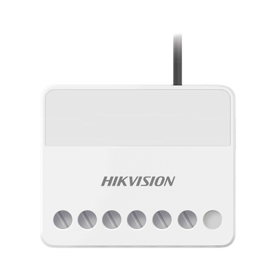 (AX PRO) Relevador Inalámbrico / 1 Entrada de Alarma 24/7 / 1 Salida de Relevador 0 a 36 Vcc (Max. 5 A) — HIKVISION · SKU DS-PM1-O1L-WB