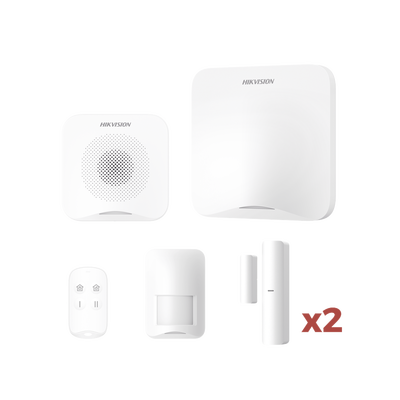 (AX HOME) KIT de Alarma AX HOME / Incluye: 1 Hub con batería de respaldo / 1 Llavero / 1 PIR / 2 Contactos Magnéticos / 1 Sirena / Wi-Fi / Compatible con Hik-Connect P2P y Hik-Partner PRO — HIKVISION · SKU AXHOME-KIT-WIFI