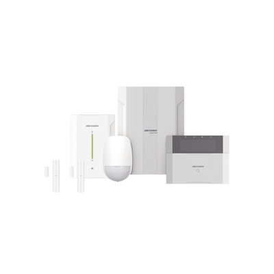 KIT Panel de Alarma HYBRID PRO / 1 Panel Híbrido / 1 Teclado LCD / 2 Contactos Magnéticos Inalámbricos / 1 PIR Inalámbrico  — HIKVISION · SKU DS-PHA64-LP/RF