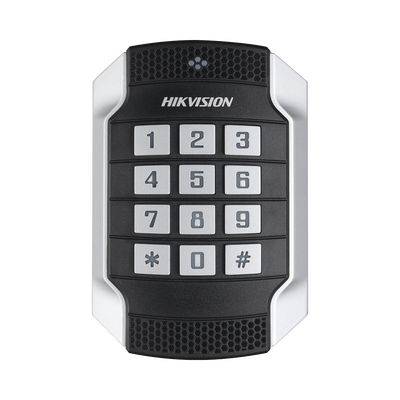 Lector de Tarjetas MIFARE y Contraseñas / Wiegand W26 - W34 y RS-485 / IP65 / IK10 / Estetico y Facil de Utilizar / Indicador LED — HIKVISION · SKU DS-K1104MK