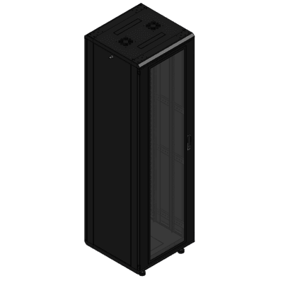 Gabinete rackeable de piso de 42U, compatible con estándar 19 pulgadas, equipado con puerta frontal de cristal para una mejor visibilidad y presentación profesional — LINKEDPRO · SKU LES-60-60-42UG