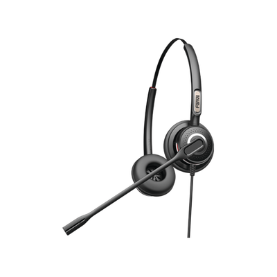 Diadema binaudal (duo) con tecnología antishock para teléfonos IP FANVIL y Polycom con micrófono de cancelación de ruido, larga durabilidad  · SKU HT202