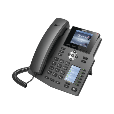 Teléfono IP empresarial para 4 líneas SIP con 2 pantallas LCD, 6 teclas BLF/DSS, conferencia de 3 vías, PoE — FANVIL · SKU X4