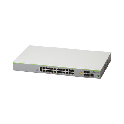 Switch Administrable CentreCOM FS980M, Capa 3 de 24 Puertos 10/100 Mbps + 4 SFP Gigabit — ALLIED TELESIS · SKU AT-FS980M-28-10