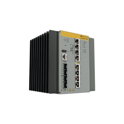 Switch Industrial Hi-PoE Continuo Administrable Capa 3 de 8 x 10/100/1000 Mbps + 4 Puertos SFP, 240 W. — ALLIED TELESIS · SKU AT-IE300-12GP-80