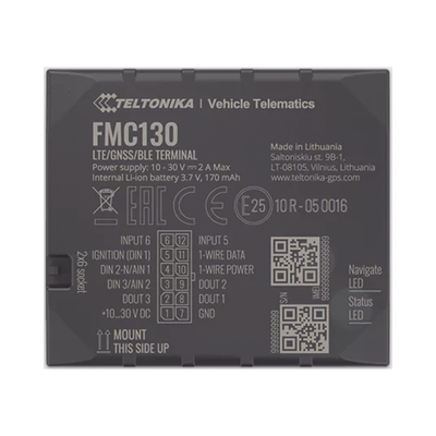Profesional Rastreador Vehicular (GPS) 4G LTE CAT 1 y 2G / Identificación de Conductores / Bloqueo Remoto / Detección de Jammer / Sensores Bluetooth / Múltiples I/O — TELTONIKA · SKU FMC130