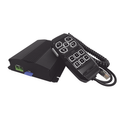 Sirena Vehicular de 100W de Potencia, Con Controlador Unimando Para Control de Tonos, 4 Salidas Auxiliares y Microfono — SIGNALPRO · SKU SP104