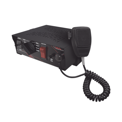 Sirena Vehicular de 100W de Potencia, Con Switch Giratorio de 6 posiciones y Micrófono Integrado de Uso Rudo — SIGNALPRO · SKU SP101