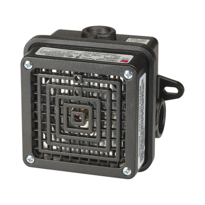 Bocina para lugares peligrosos Vibratone® con carcasa para exteriores Tipo 4X,  Certificado CSA Listado por UL y cUL para Clase I, División 2, Grupos A, B, C y D; Clase II, División 2, Grupos F y G; Clase III, 120 VCA, Color Negra — FEDERAL SIGNAL INDUSTRIAL · SKU 350WBX-120