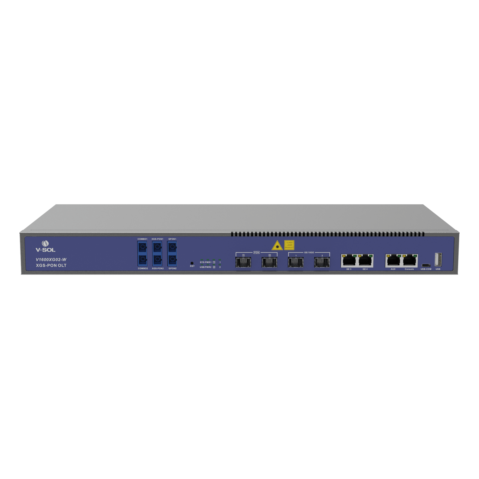 OLT Dual de 2 Puertos XGSPON/GPON con WDM Integrado/ 4 Puertos Uplink (2 Puerto Gigabit RJ45 + 2 Puertos SFP/SFP+) / Hasta 512 ONUs — V-SOL · SKU V1600XG02-W