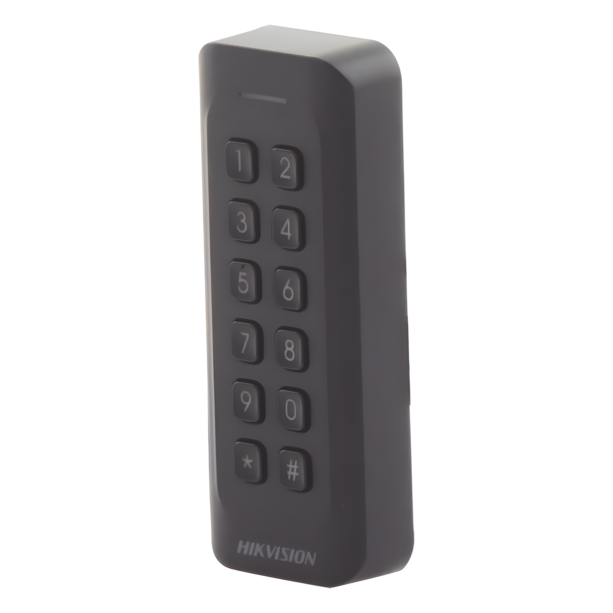 Lector de Tarjetas PROX EM y Contraseñas / Exterior IP65 / Wiegand / Compatible con Cualquier Panel / PERFIL DELGADO y ESTETICO / Indicador LED — HIKVISION · SKU DS-K1802EK