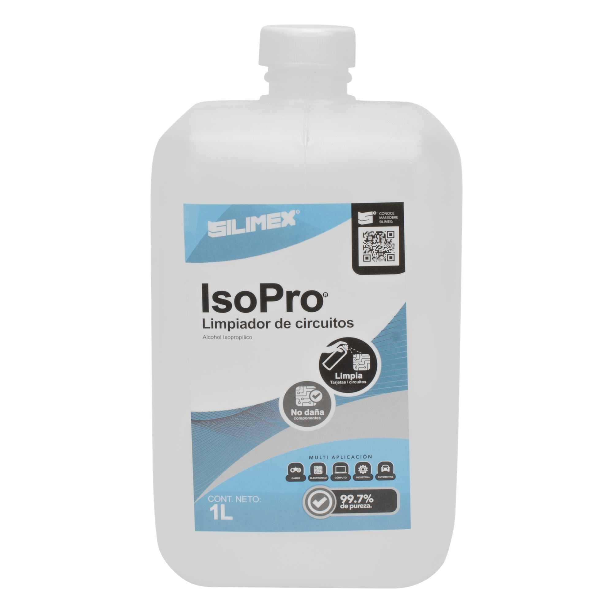 Alcohol Isopropilico para limpieza de equipos de vídeo, fibra óptica, cómputo, y equipo telefónico 1000 mL — SILIMEX · SKU ALCOHOL