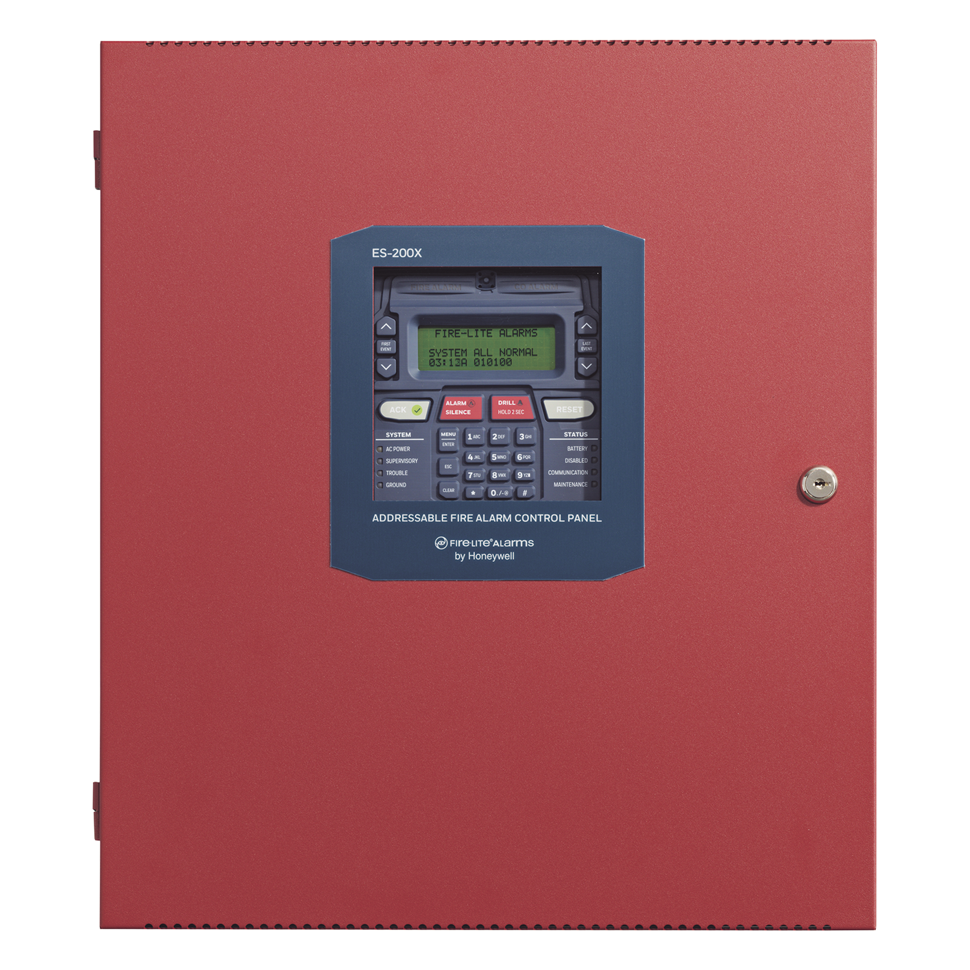 Panel de detección de incendio direccionable inteligente con comunicador preinstalado, 198 dispositivos en un lazo SLC, 4 NAC Clase A/B, activa el centro ECC-50/100 — FIRE-LITE · SKU ES-200X