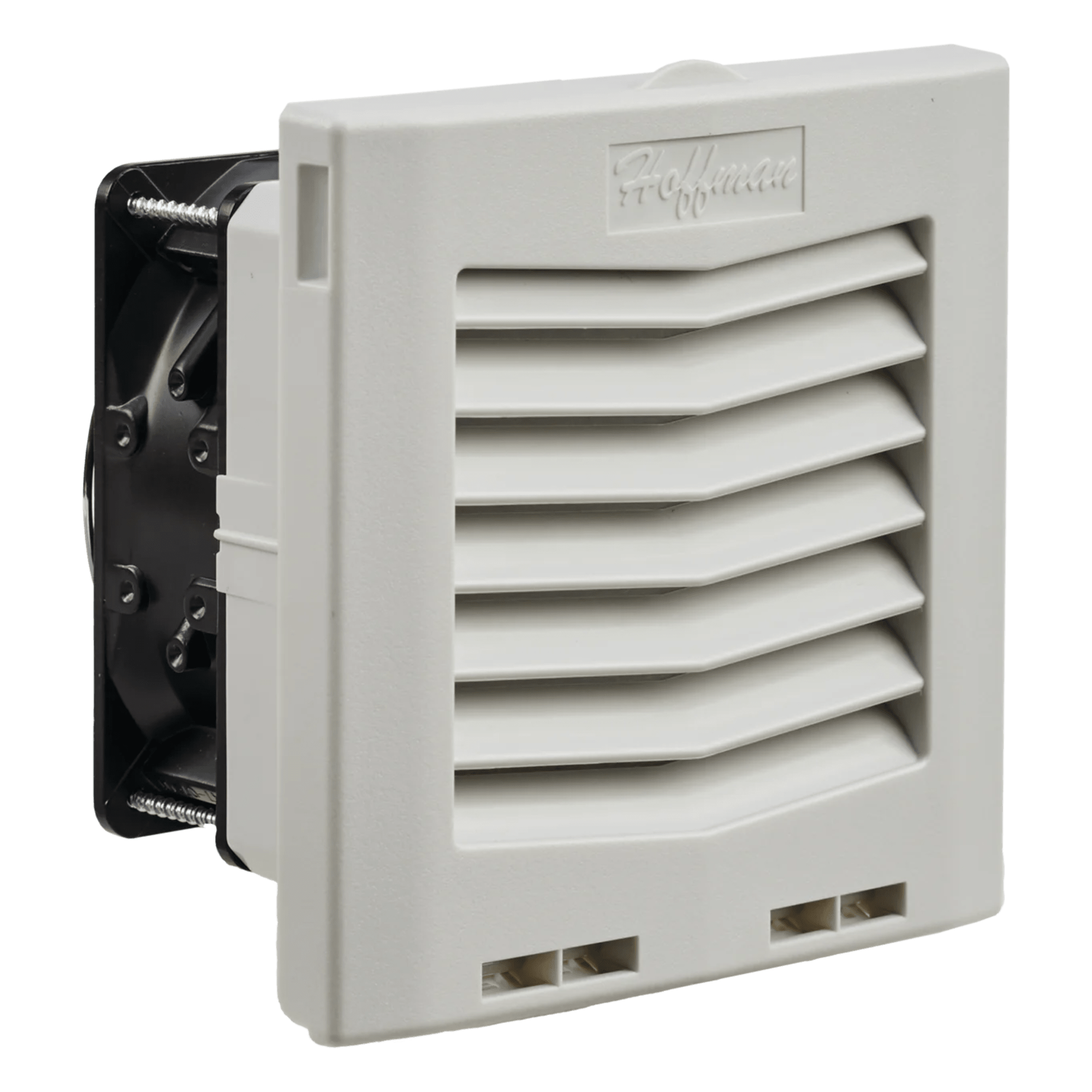 Ventilador con Filtro de Montaje Lateral HF05 / Flujo de Aire 35 CFM (59 m³/h) / 115 Vca / IP54 / Color Gris Claro — HOFFMAN · SKU HF0516414