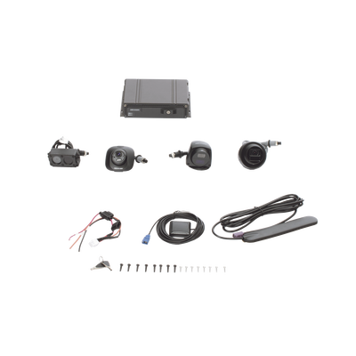 Kit DVR Móvil 1080P / Incluye 4 Cámaras TURBOHD 1080P / Modulo 4G y GPS / Soporta Memoria SD / Visualización por Hik-Connect Teams