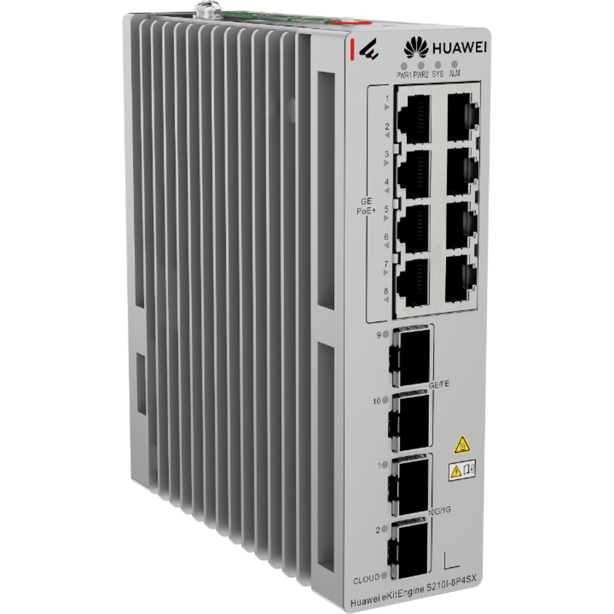 Switch Industrial eKit / 8 Puertos PoE+ Gigabit + 2 SFP + 2 SFP+ / Montaje en Riel DIN / Fuente Redundante 1+1 : 54 a 57 VCD / Libre de licenciamiento / Gestión gratuita desde la Nube / Presupuesto PoE 220 W