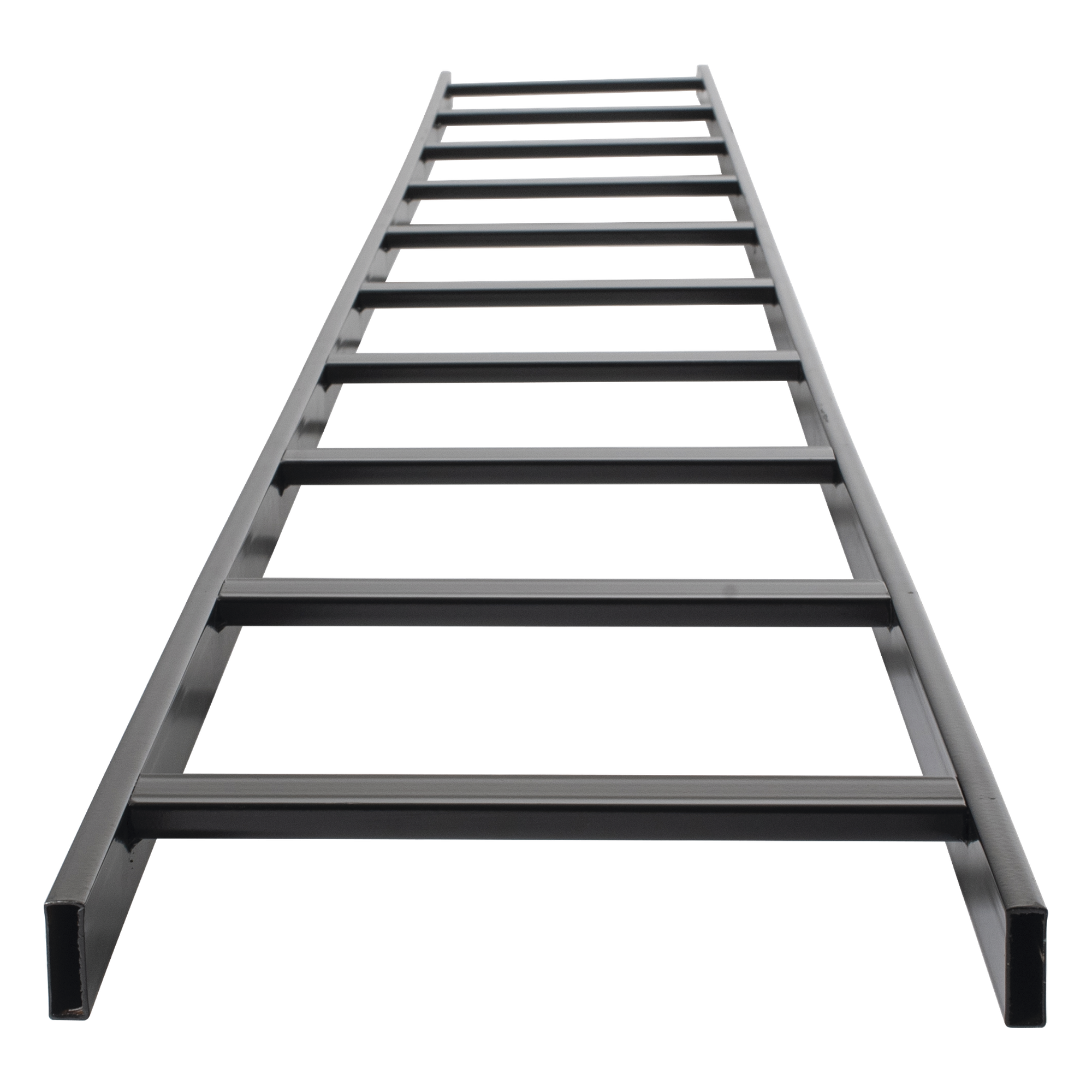 Escalera Tubular de 1.5" de Peralte y 12" de Ancho y 3.05 Metros de Largo, Pintura Epóxica Color Negro, Ideal Para Utilizarse en Centros de Datos o Cuartos de Telecomunicacionesl, incluye Coples y Tornillería — CHAROFIL · SKU CHET1X12EPK