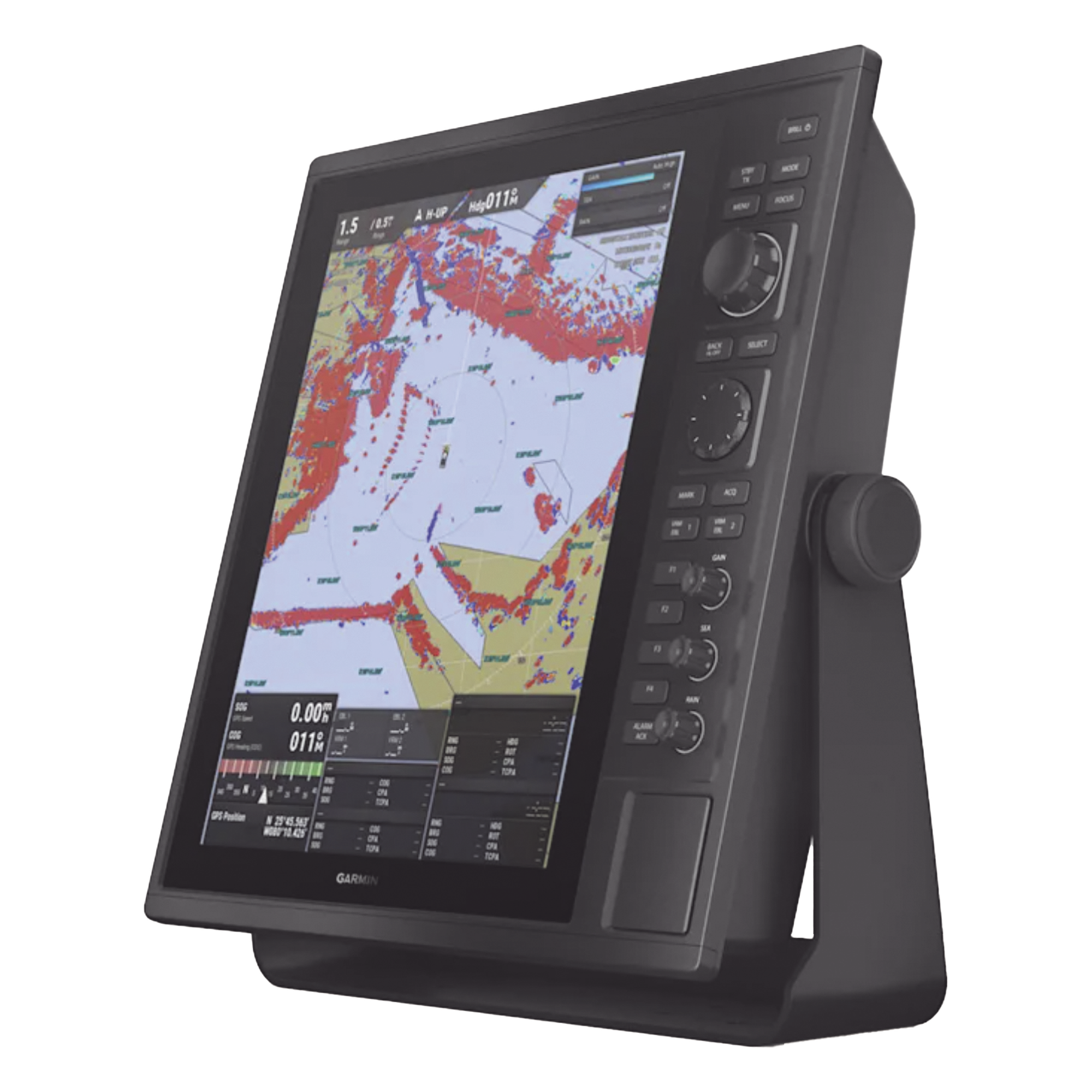 Pantalla CR 1522 / Resolución 1024 x 768 XGA / GPS/GLONASS/GALILEO/BEIDOU/QZSS/GAGAN / 2 Ranuras SD / IP26 & IP27 / NMEA 2000 y 0183 Compatible / 10-36 VDC — GARMIN · SKU 10-02242-00