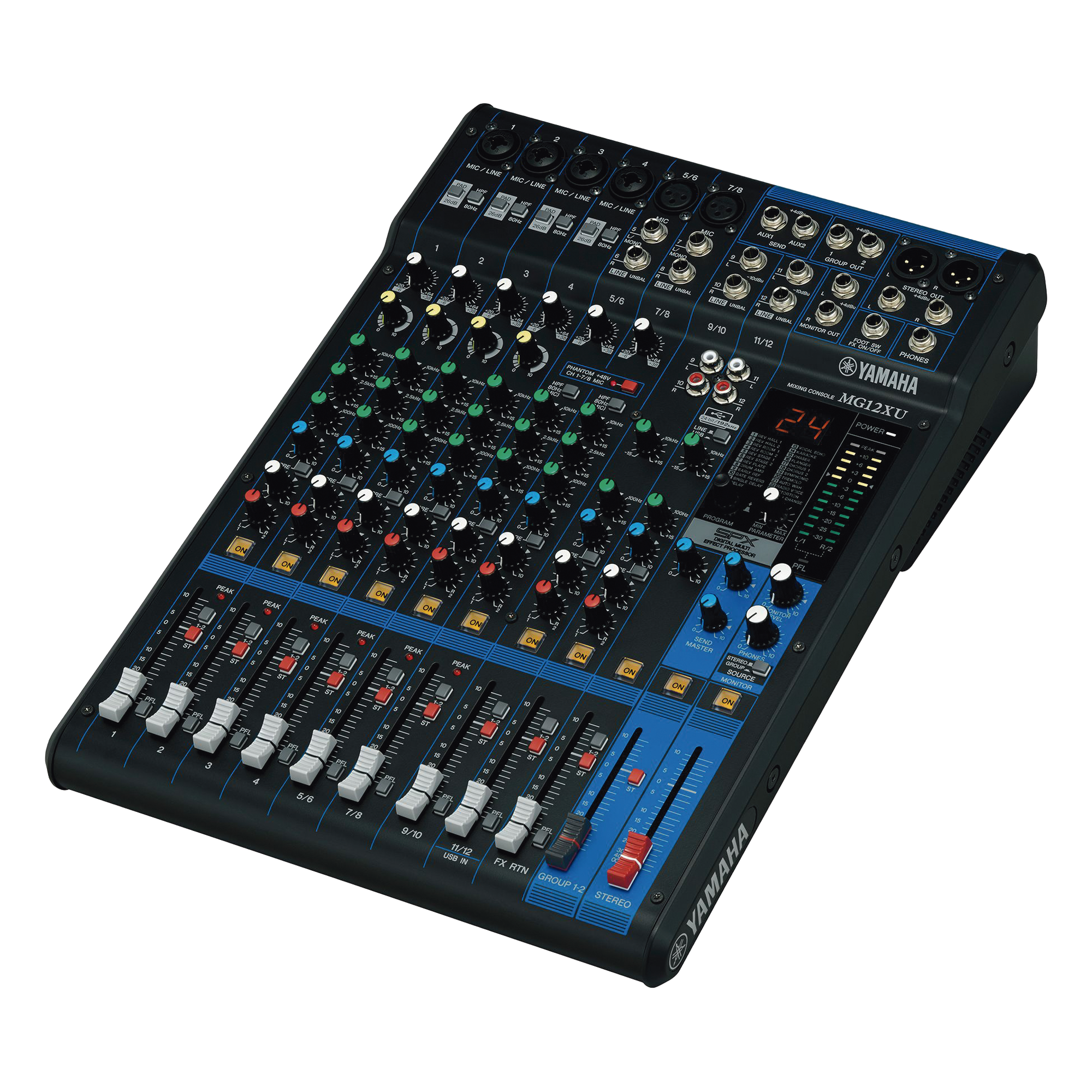 Mezcladora de Audio | 12 Canales | 6 Entradas de Micrófono/línea | 2 Entradas Estéreo | Efectos Integrados | Alimentación Phantom | USB — YAMAHA · SKU MG-12XU