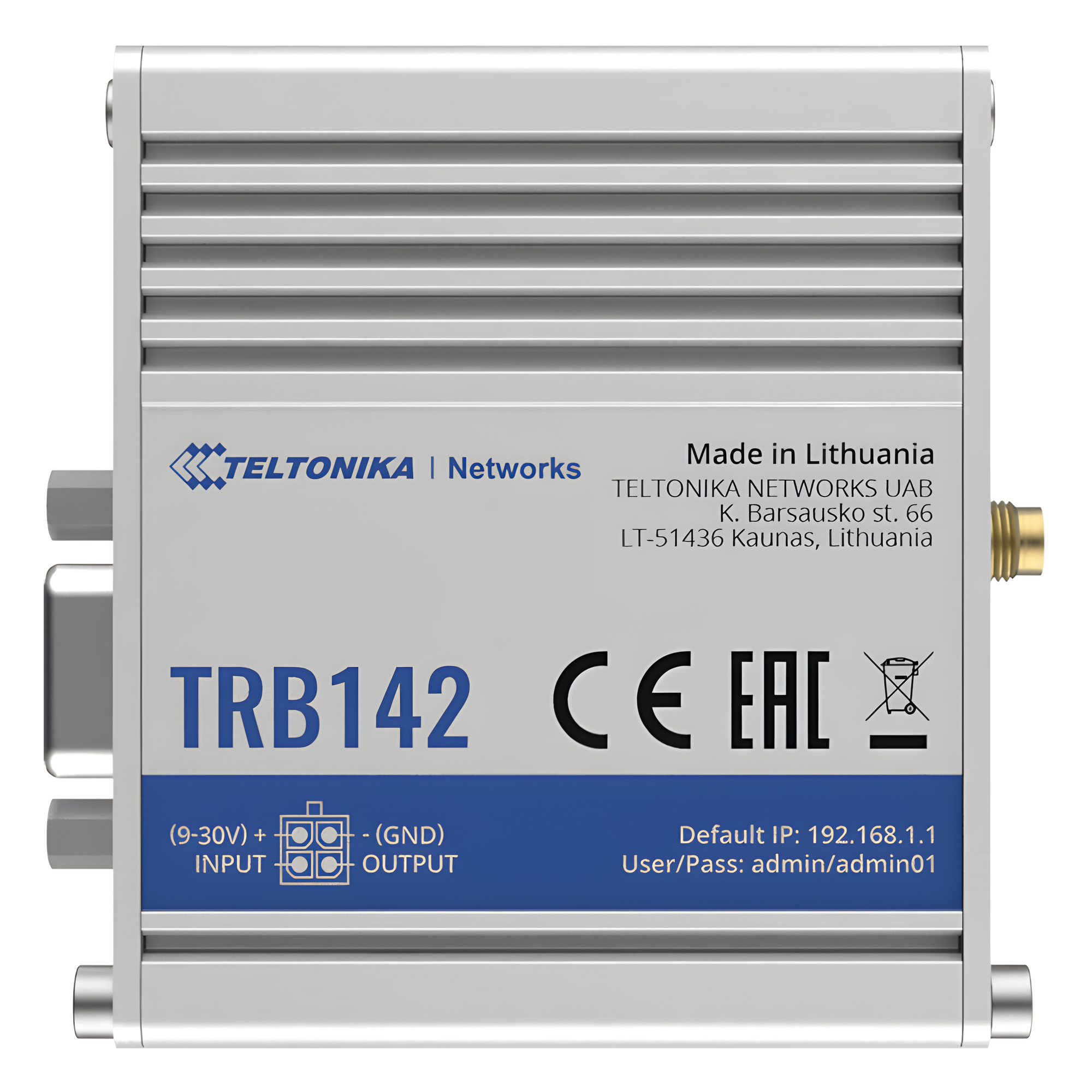Gateway Industrial LTE 4G a Puerto Serial RS232 — TELTONIKA · SKU TRB142
