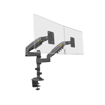 Montaje de Escritorio articulado para 2 monitores de 17 a 27" / Soporta hasta 9kg por monitor / Vesa 75 x 75 / 100 x 100 / Acero / Rotación: 360°