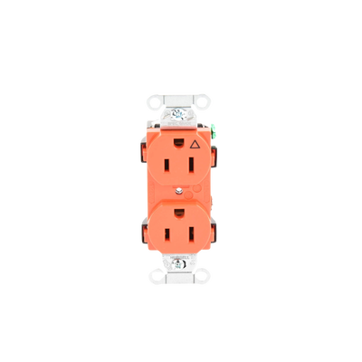 Contacto Dúplex Conexión a Tierra Aislada/ 15A 125V/ 2 polos 3 Hilos/ Nema 5-15R /Grado Comercial/ Color Naranja.