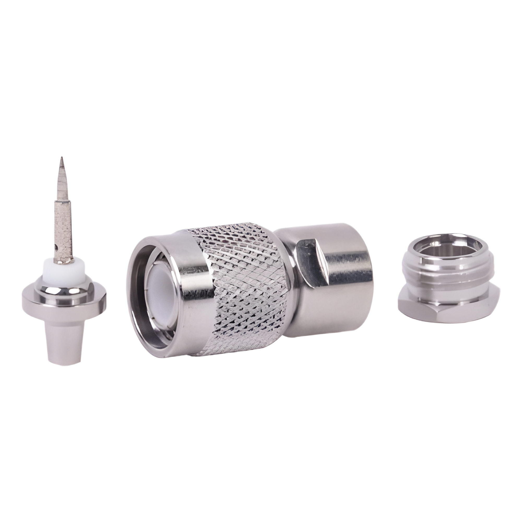 Conector TNC Macho de Rosca para Cable RG-58/U, Grupo C, Níquel/ Plata/ Delrin. — RF INDUSTRIES,LTD · SKU RFT-1204