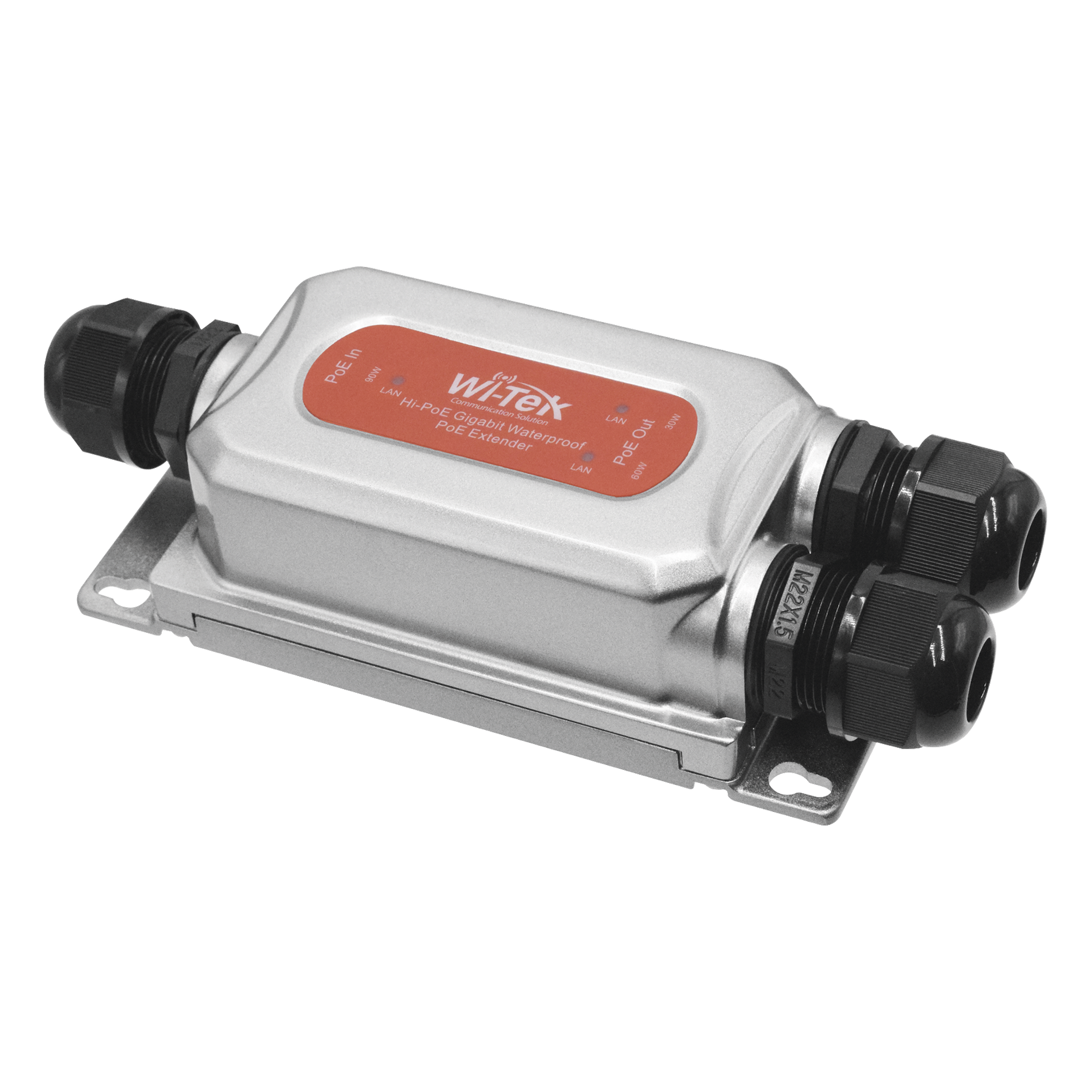 Extensor PoE para exterior / Entrada PoE de 90W y 2 salidas PoE de 60W y 30W / Protección IP68 / Ideal para Aplicaciones de CCTV — WI-TEK · SKU WIPOE22EO
