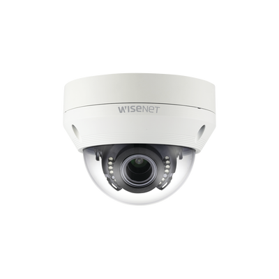 Cámara Domo AHD/CVBS Híbrida Antivandálica 1080p / Lente Varifocal 3.2 a 10mm / IR 30M / DWDR / IP66 — HANWHA VISION · SKU SCV-6085R