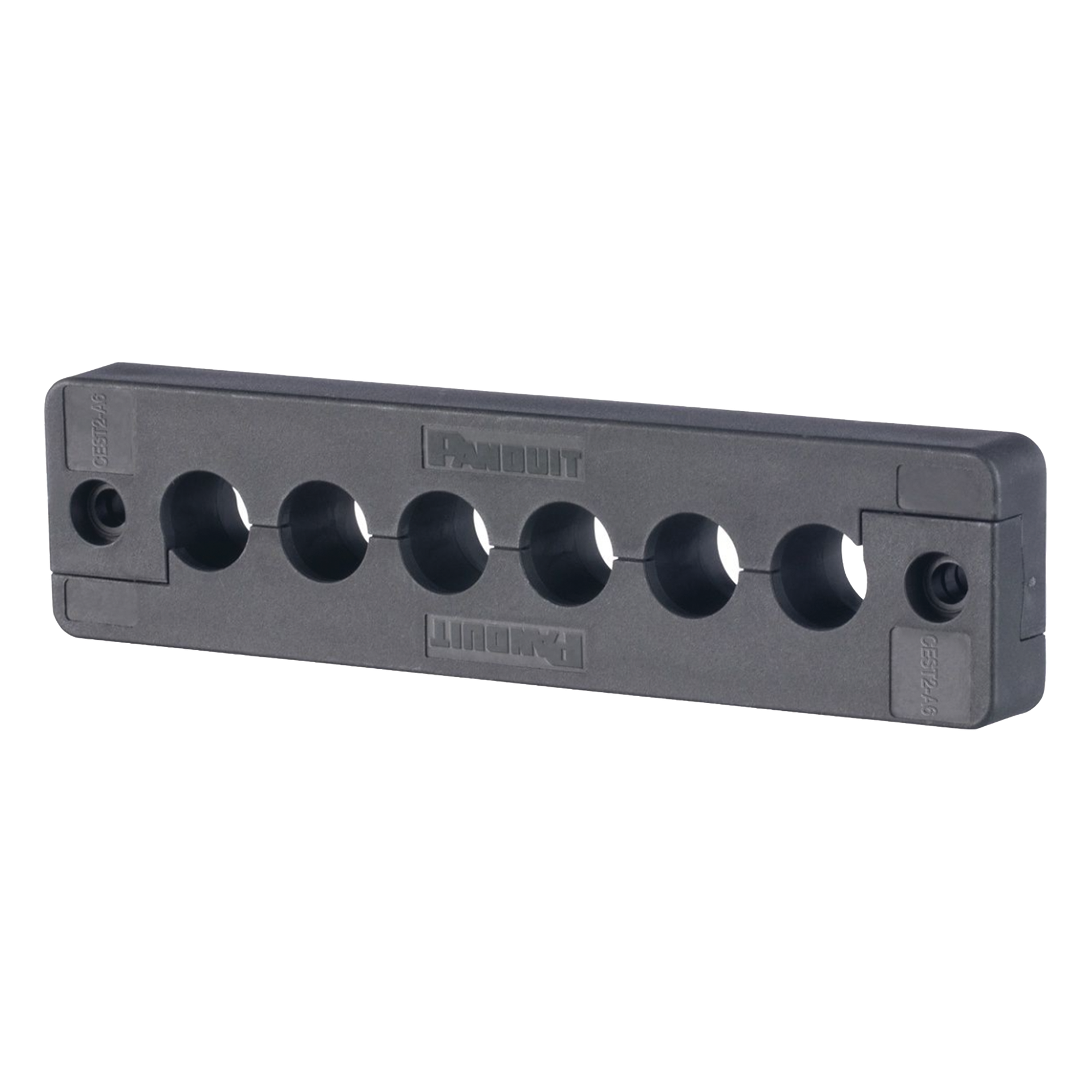 Pasacables  de 6 Orificios en Línea 4.41" X 0.67" IP65,  para Cables Terminados, Color Negro
