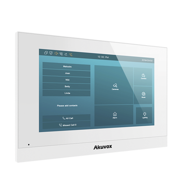 Monitor Color Blanco Linux / Pantalla Touch de 7 Pulgadas / SIP / POE / WIFI / Compatible con Frentes de Calle Akuvox