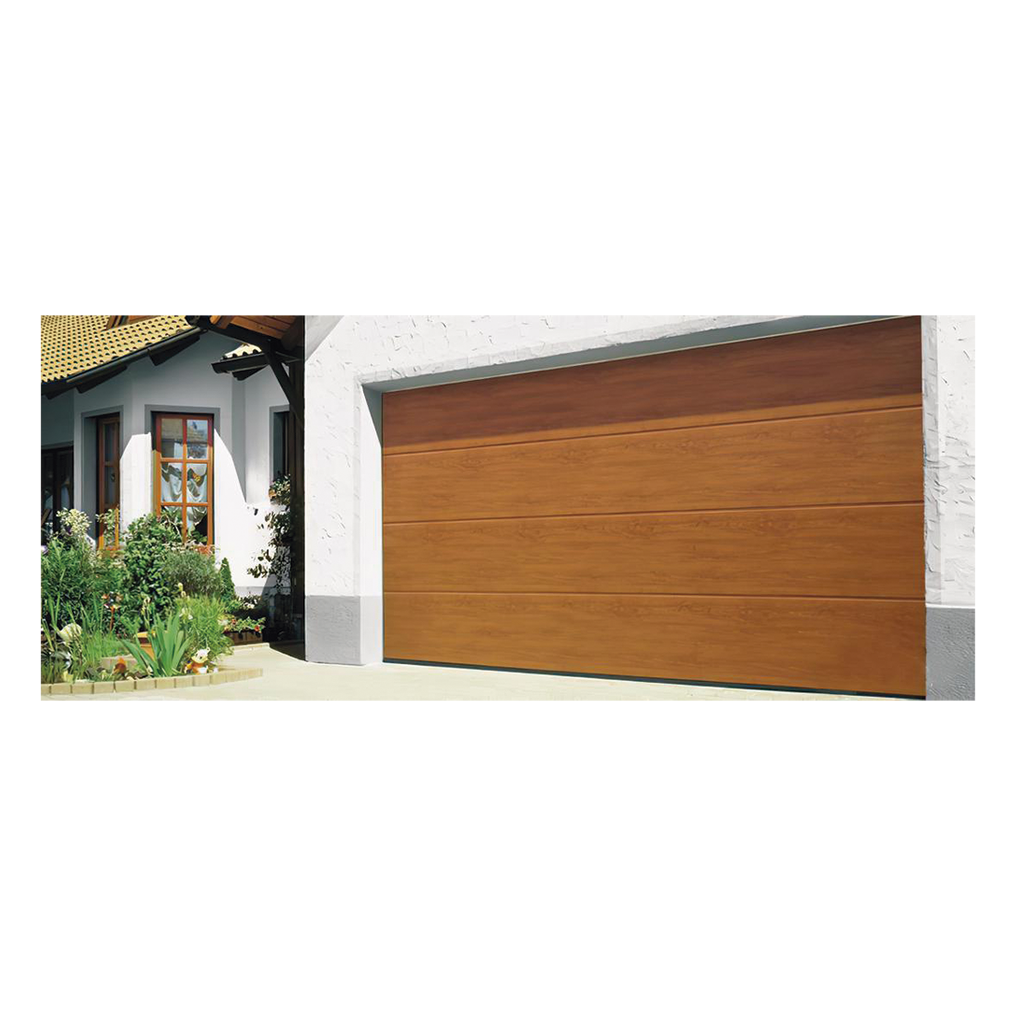 Puerta de Garage D/ Alta calidad / 8x8 pies / AISLADA / Estilo Americana / Imitacion Madera / Golden Oak / Linea Central . — ACCESSPRO · SKU GARAGE88-W