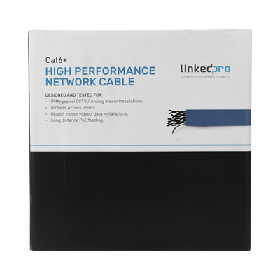 Bobina de Cable de 305 Metros (1000 Pies) Cat6+ Blindado F/UTP, CM, Calibre 23 Alto Rendimiento, ETL, UL, Color Azul, Super Flexible, para Aplicaciones de Video Vigilancia, Video HD, y Redes de Datos. Uso Interior.
