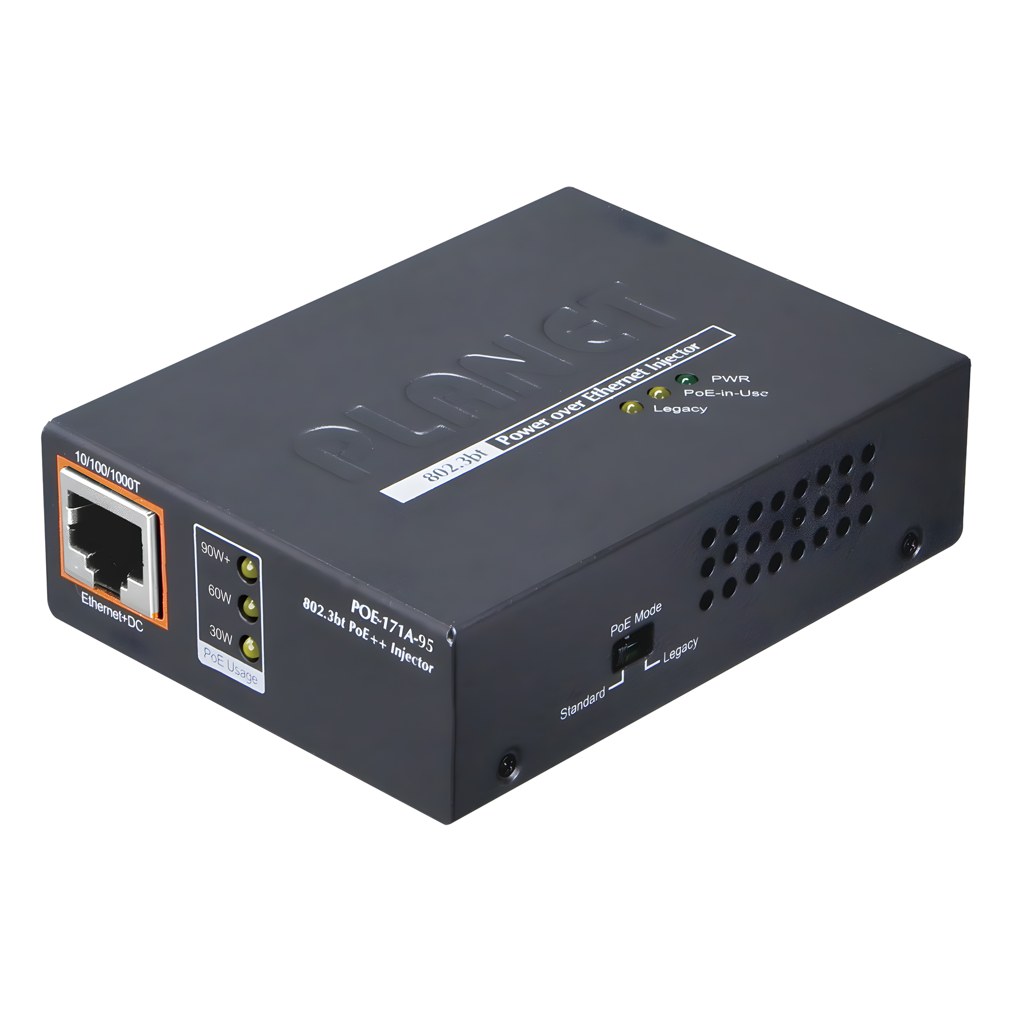 Inyector PoE 802.3af/at/bt , Hasta 95 Watts, Puerto Gigabit con Fuente Externa — PLANET · SKU POE-171A-95