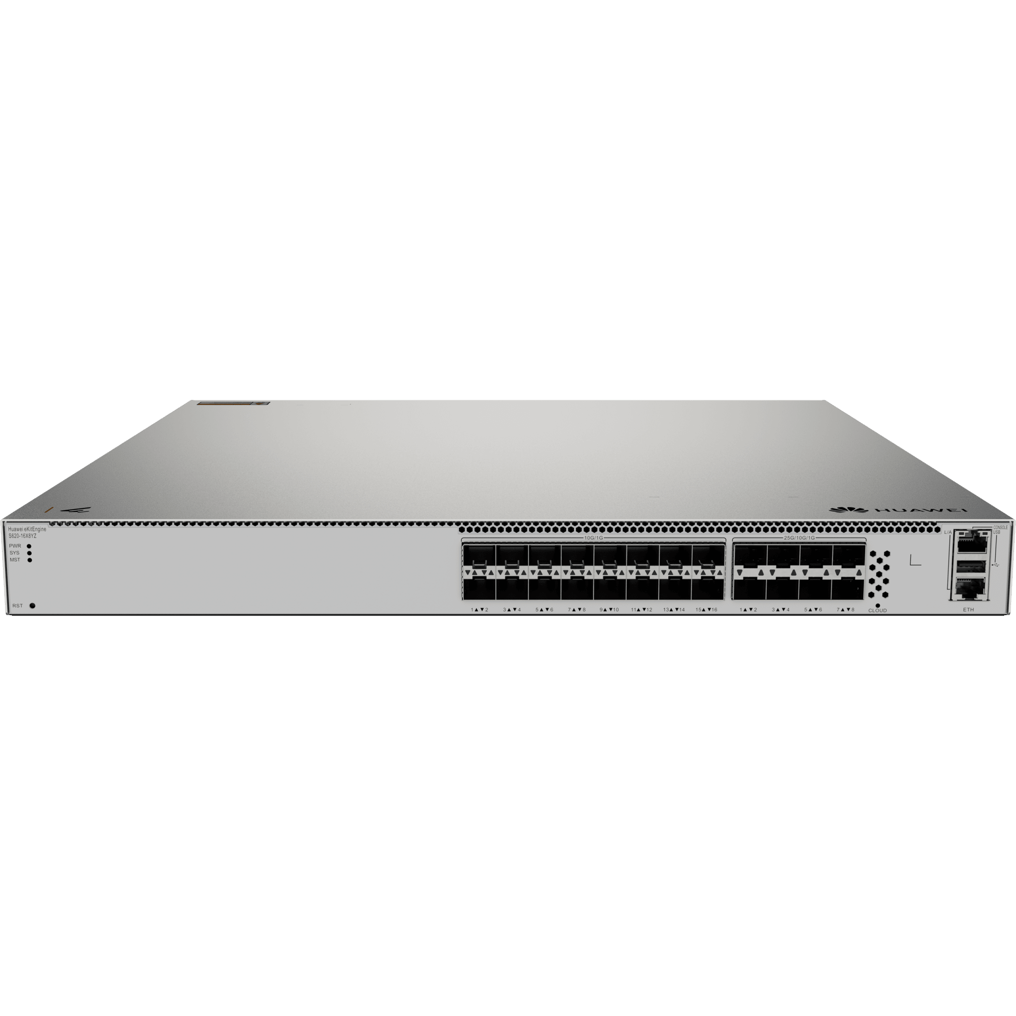 Switch eKit Core para Fibra Óptica Administrable Capa 3 / 16 puertos SFP 10 Gbps + 8 Puertos SFP28 25 Gbps / Capacidad de Conmutación 1,120 Gbit/s / Gestión Gratuita desde la Nube / Libre de Licenciamiento / Ruteo Dinamico (RIP, OSPF, IS-