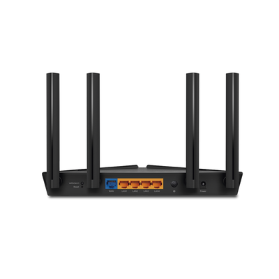 Router WiFi 6 doble banda AX 3000 Mbps / MU-MIMO y OFDMA / 1 Puerto WAN 10/100/1000 Mbps / 4 Puertos LAN 10/100/1000 Mbps / 4 Potentes Antenas.