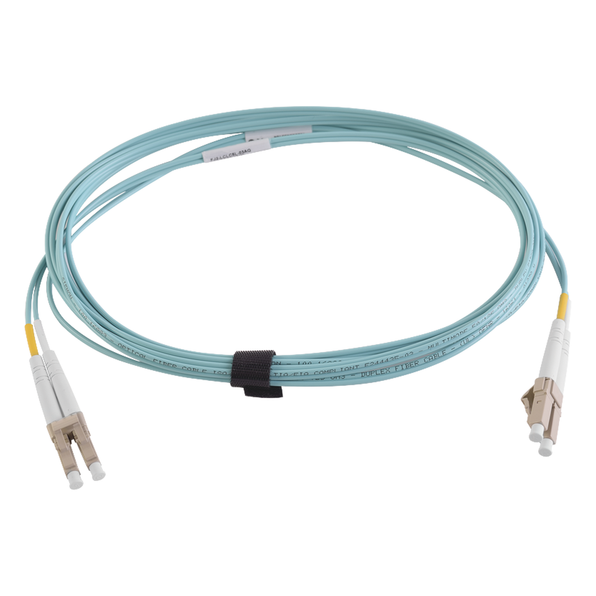 Jumper de Fibra Óptica Multimodo 50/125 XGLO OM4, LC-LC Duplex, OFNR, Color Aqua, 2 Metros (6.56 Pies) — SIEMON · SKU FJ2-LCLC5V-02AQ