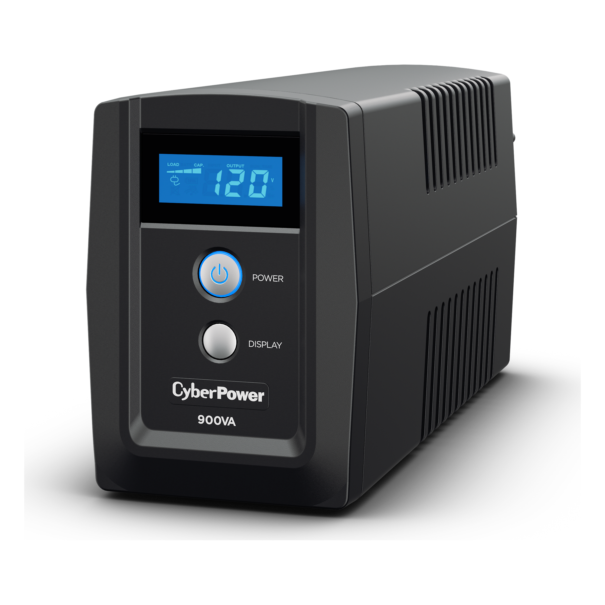 UPS de 900 VA/420 W, Topología Línea Interactiva, Entrada 120 Vca NEMA 5-15P, y 6 Salidas NEMA 5-15R, Con Regulador de Voltaje (AVR) — CYBERPOWER · SKU OM900ATLCD