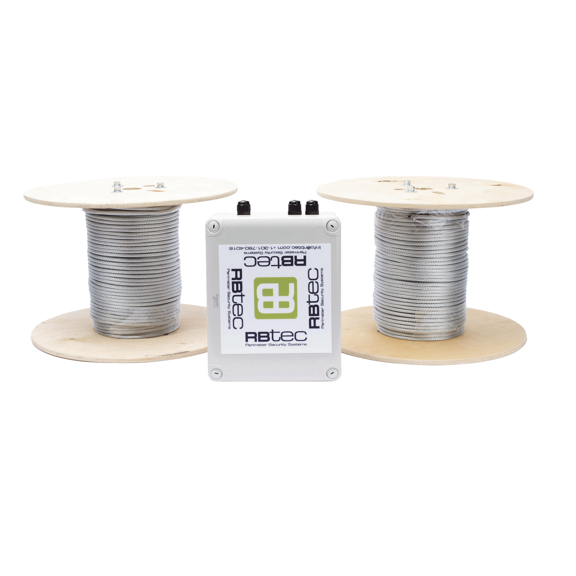 Kit IRONCLAD de Cable Sensor Perimetral Blindado / 150 m (492 ft) / 2 Zonas Independientes / Deteccion por Vibracion / Sin Falsas Alarmas / Tarjeta LPU400 / Calibracion por Software — RBTEC · SKU IROC-2Z-250-V2