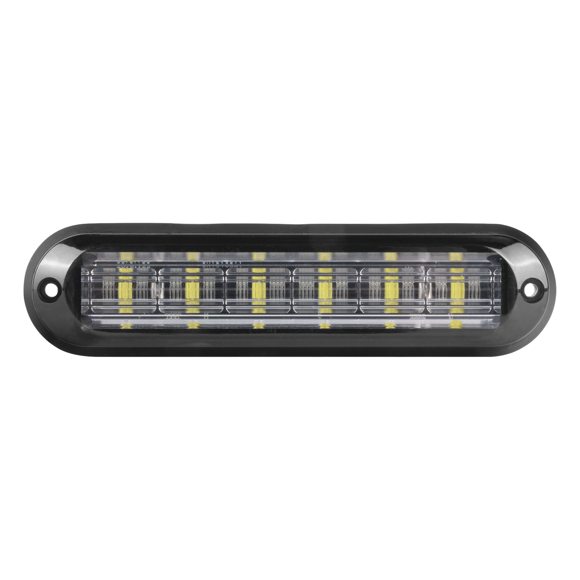 Luz Auxiliar Ultra Brillante IP67 de 6 LEDs, Color Rojo/Azul, con mica transparente y bisel negro