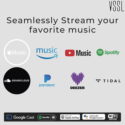 VSSL 3 zonas, 6x50W, con Chromecast, Alexa Cast, Airplay, Spotify Conn en cada zona - funciona con GoogleAsst